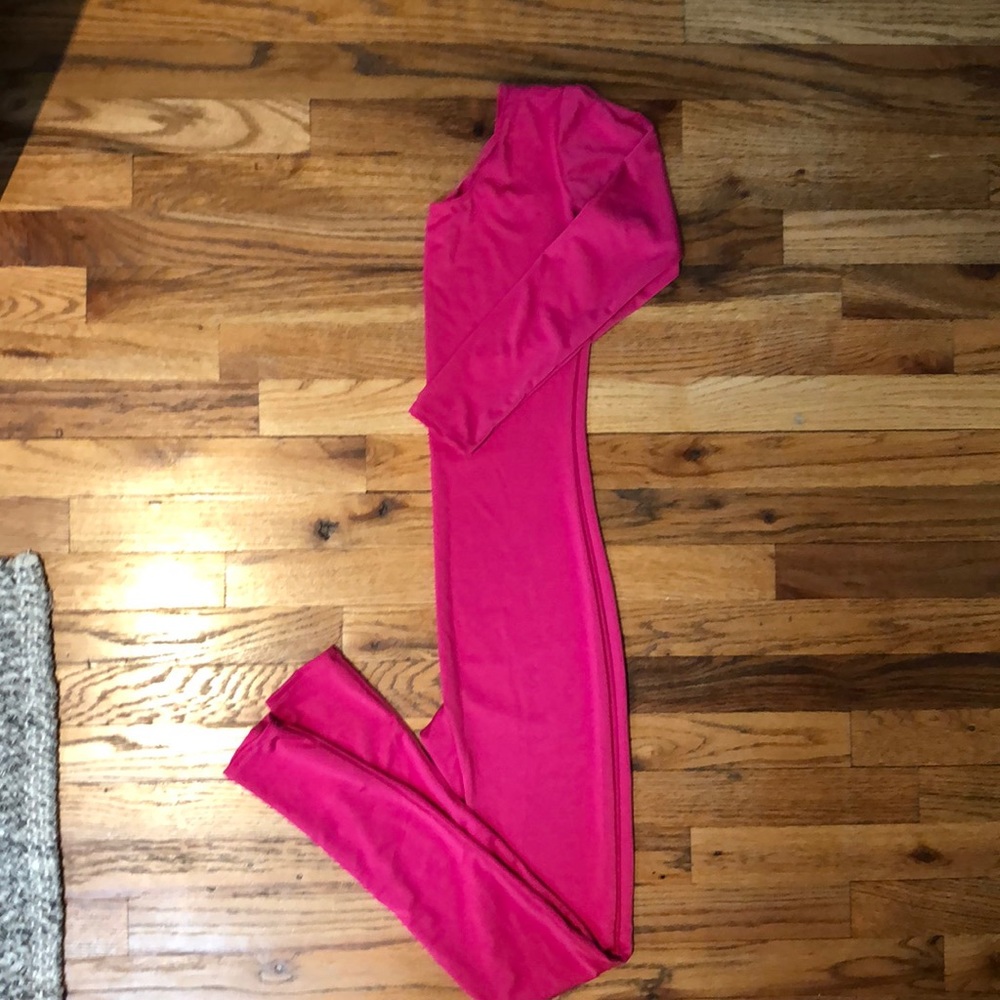 Hot pink body suit